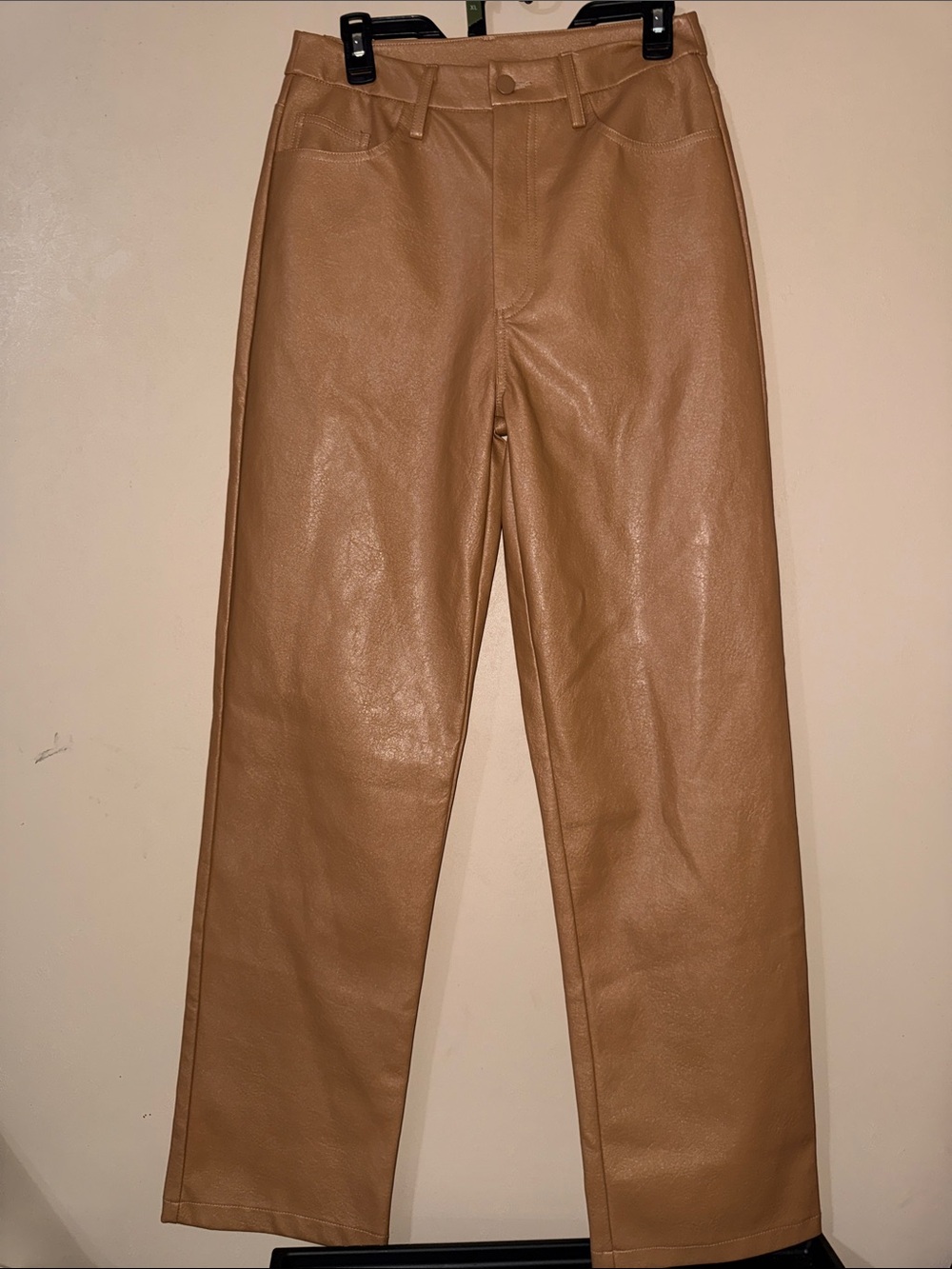 Kendall & Kylie Tan Faux Leather Chinos
